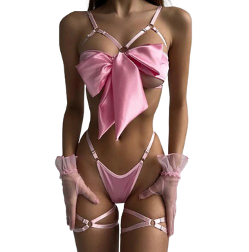 Cut Out Bow Lingerie Set